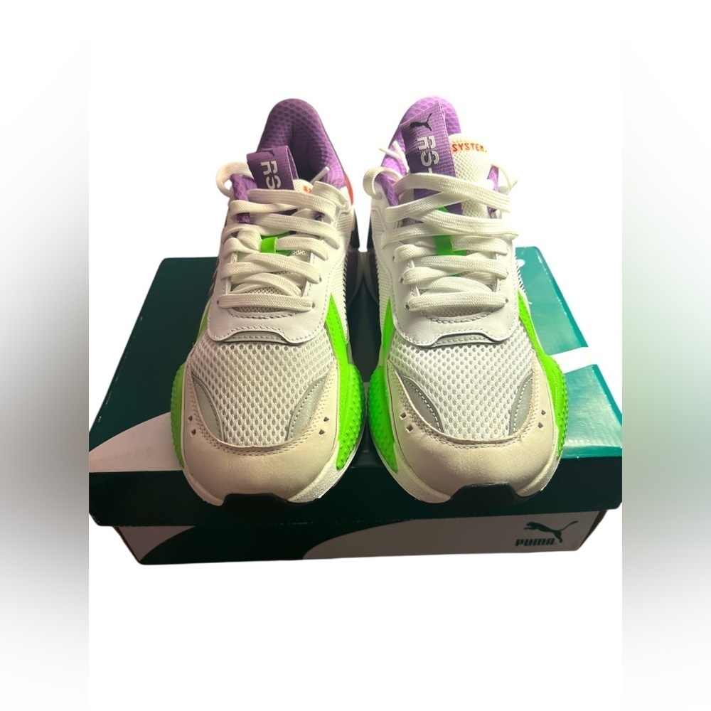 Originals Puma RS-X White with Green and Purple Accents NWB/7C - Jr.NWT. - Picture 2 of 12